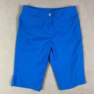 Nivo Womens 4 Golf‎ Shorts Blue Mid Rise Stretch Pockets Athletic Fit Hook&Eye